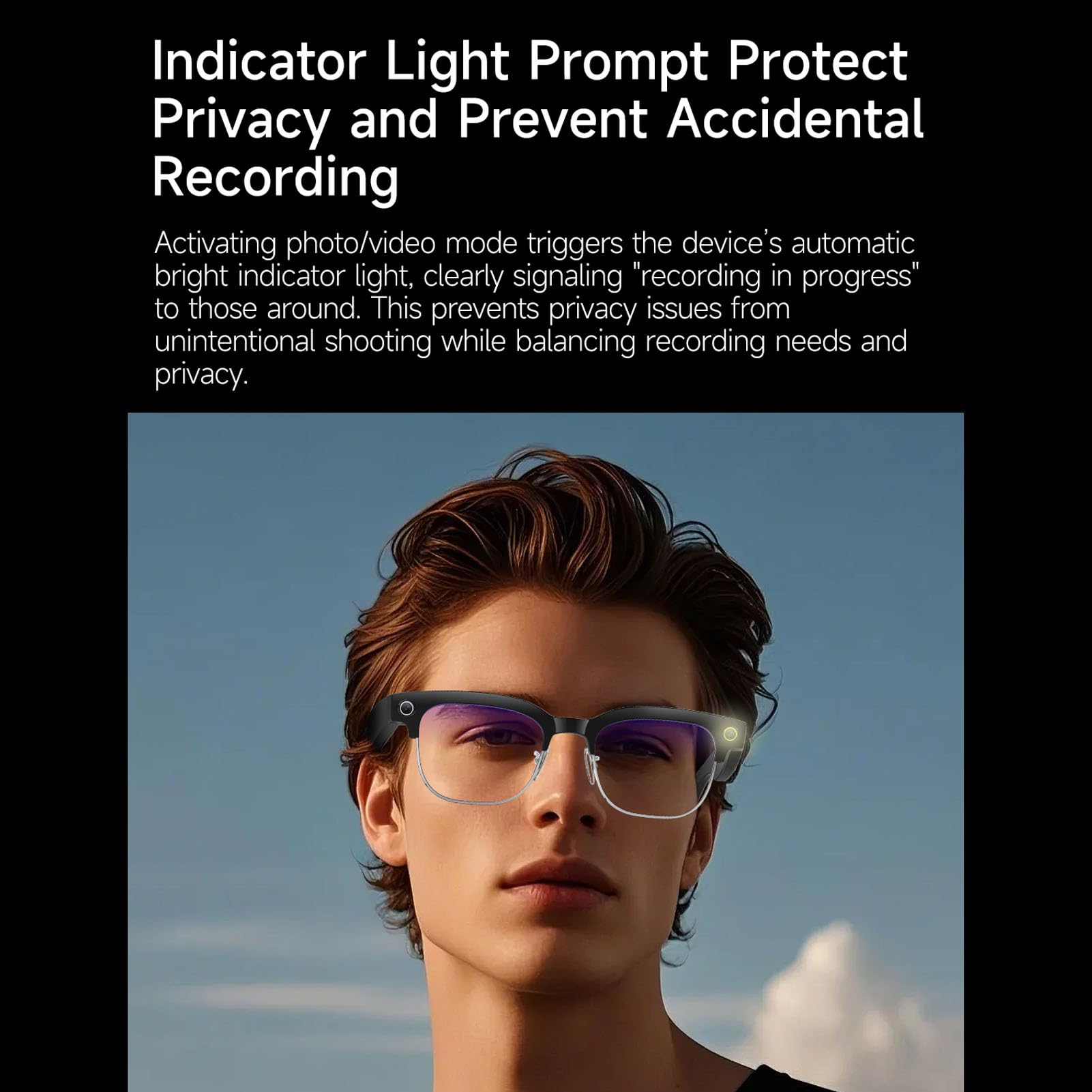 Tosuny Occhiali AI Intelligenti, Fotocamera Bluetooth 5.3 da 8 MP Video 1080P Traduzione in Tempo Reale con Ricarica Magnetica, per Studio di Viaggi d'Affari