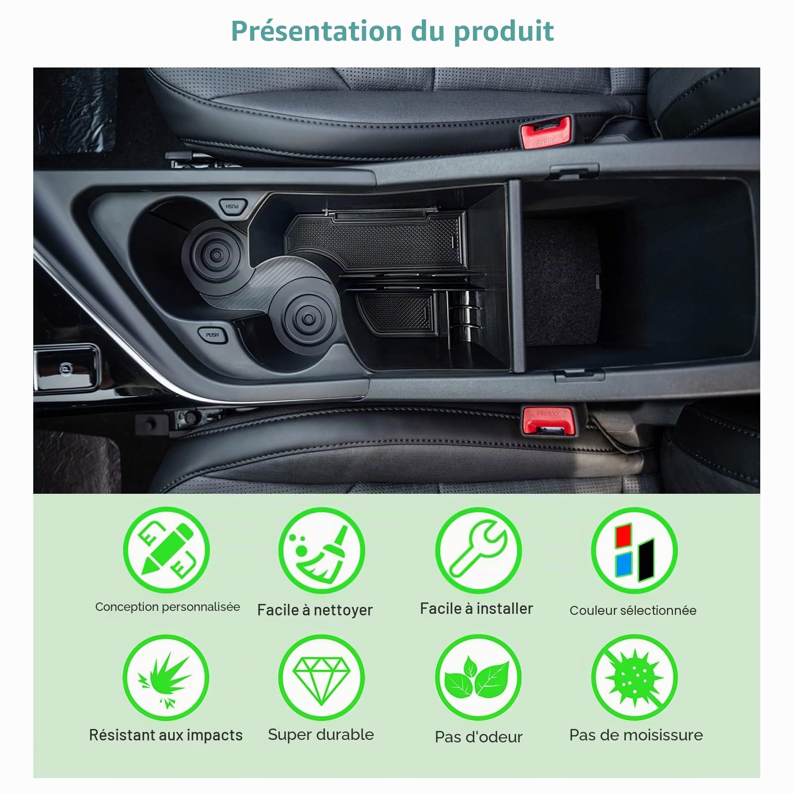 GAFAT Compatible avec Kia Niro SG2 EV HEV Hybrid PHEV e-Niro 2022-2025 2026 Boîte de Rangement Console Centrale, Niro 2025 Organiseur Bac à Gants, Bas de Console Centrale, Niro 2025 Accessoires