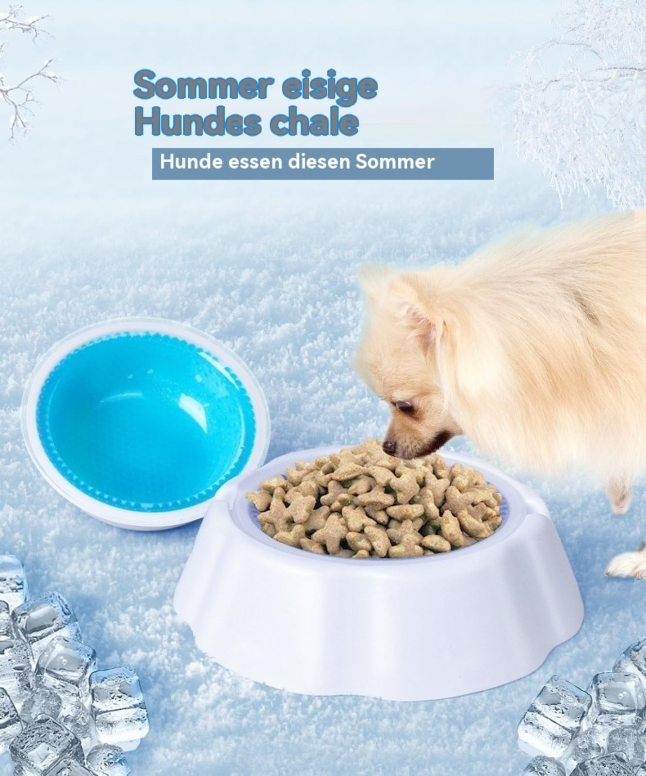 Confezione da 2 ciotole refrigeranti per animali domestici, ciotola estiva (con perle di condensazione), ciotola refrigerante per gatti e cani, stazione refrigerante per animali domestici, ciotola per