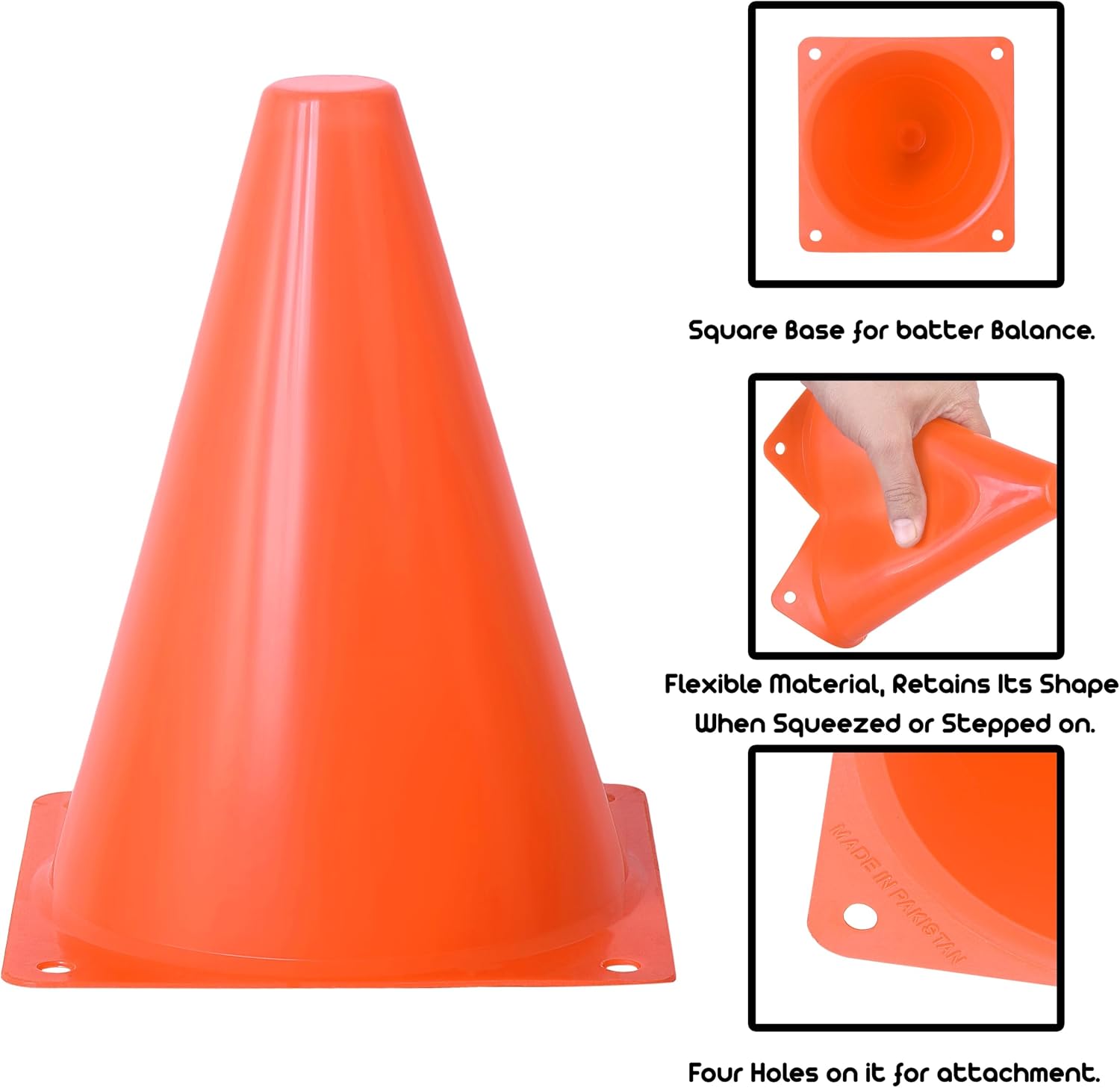 Athllete Cones for Sports Training, 7 Inches Tall & Visible, Durable and Easy to Handle Sports Cones, Ideal for All Kinds of Training Cones Activities and Field Practice Sport