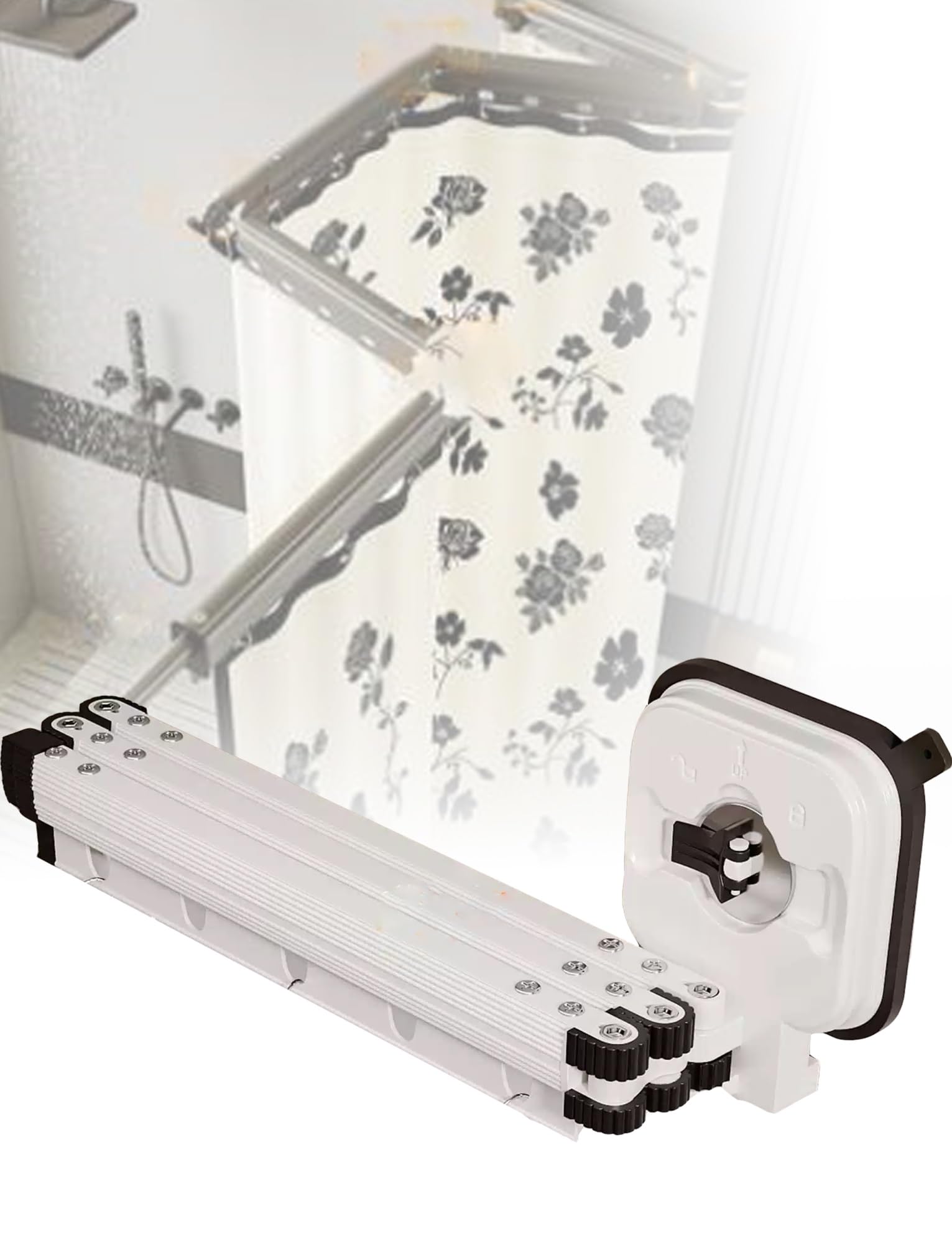 Tenda da Doccia Pieghevole Impermeabile con Asta telescopica Regolabile per Il Bagno, Realizzata in Lega di Alluminio.