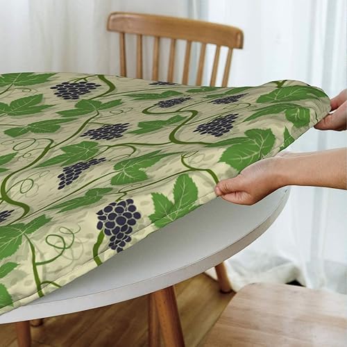 Vista 26 de Delerain Mantel redondo ajustable de hortensia azul, mantel redondo impermeable con borde elástico, lavable, para interiores y exteriores, se adapta