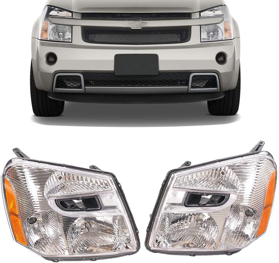 2005-2009 Chevy Equinox Headlights Headlamps Light Replacement Chrome Housing Amber Corner Left +Right 05-09