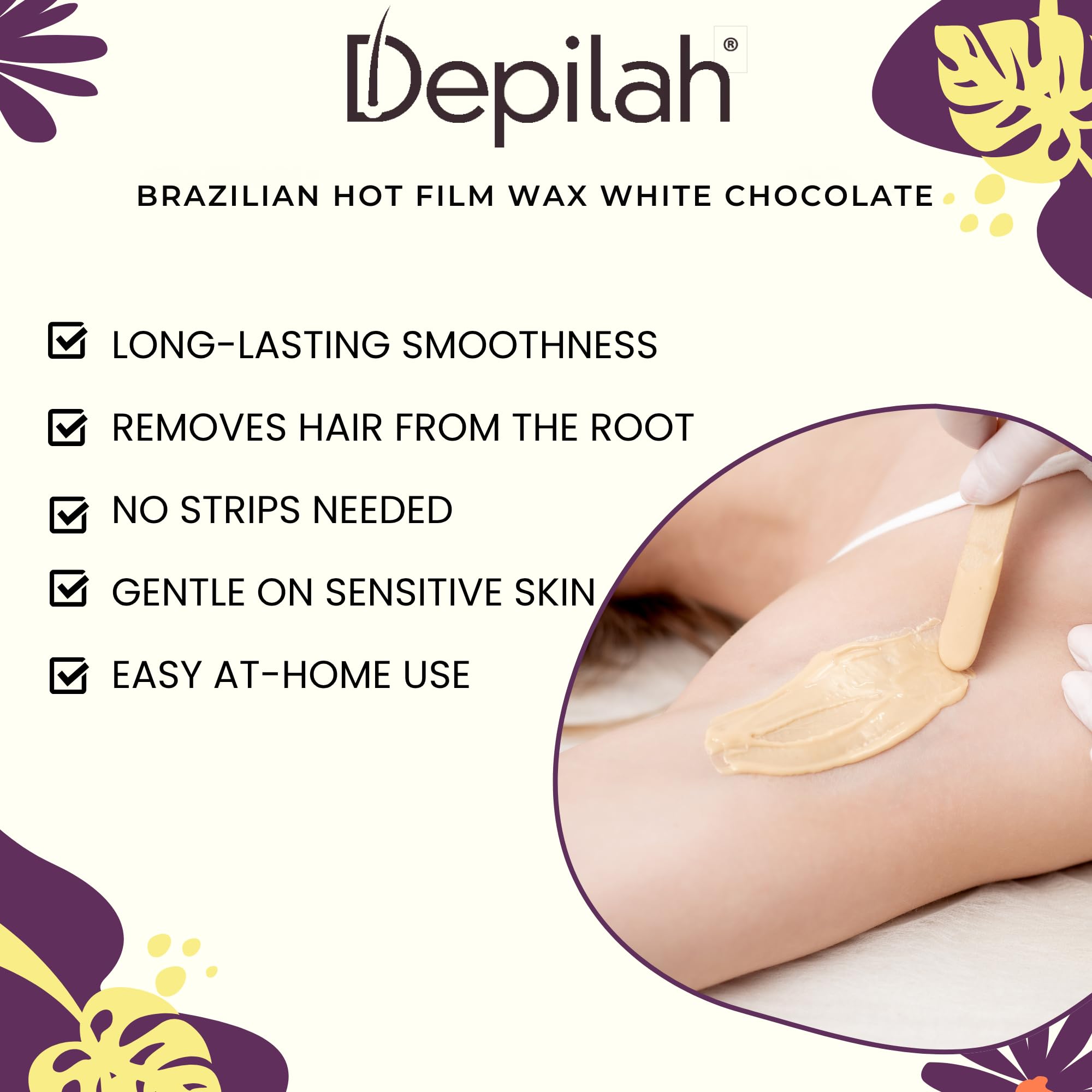 Depilah Brazilian Face Wax for Women, 200gm White Chocolate Film Wax for Face & Body - Stripless Wax Beans for Hair Removal - Easy Brazilian Wax 1