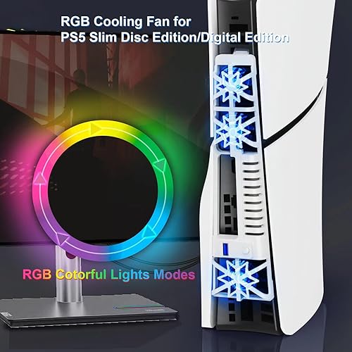 Miniatura 3 de NANANINO Ventilador de refrigeración para consola PS5 Slim, accesorios de refrigeración con 3 ventiladores de alta velocidad, sistema de