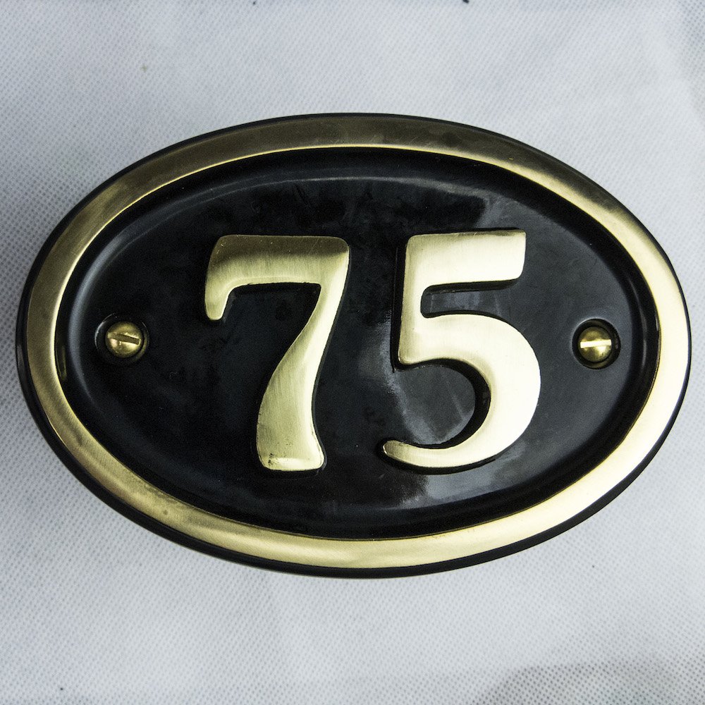 Solid Brass House Number Oval Design (No 75)