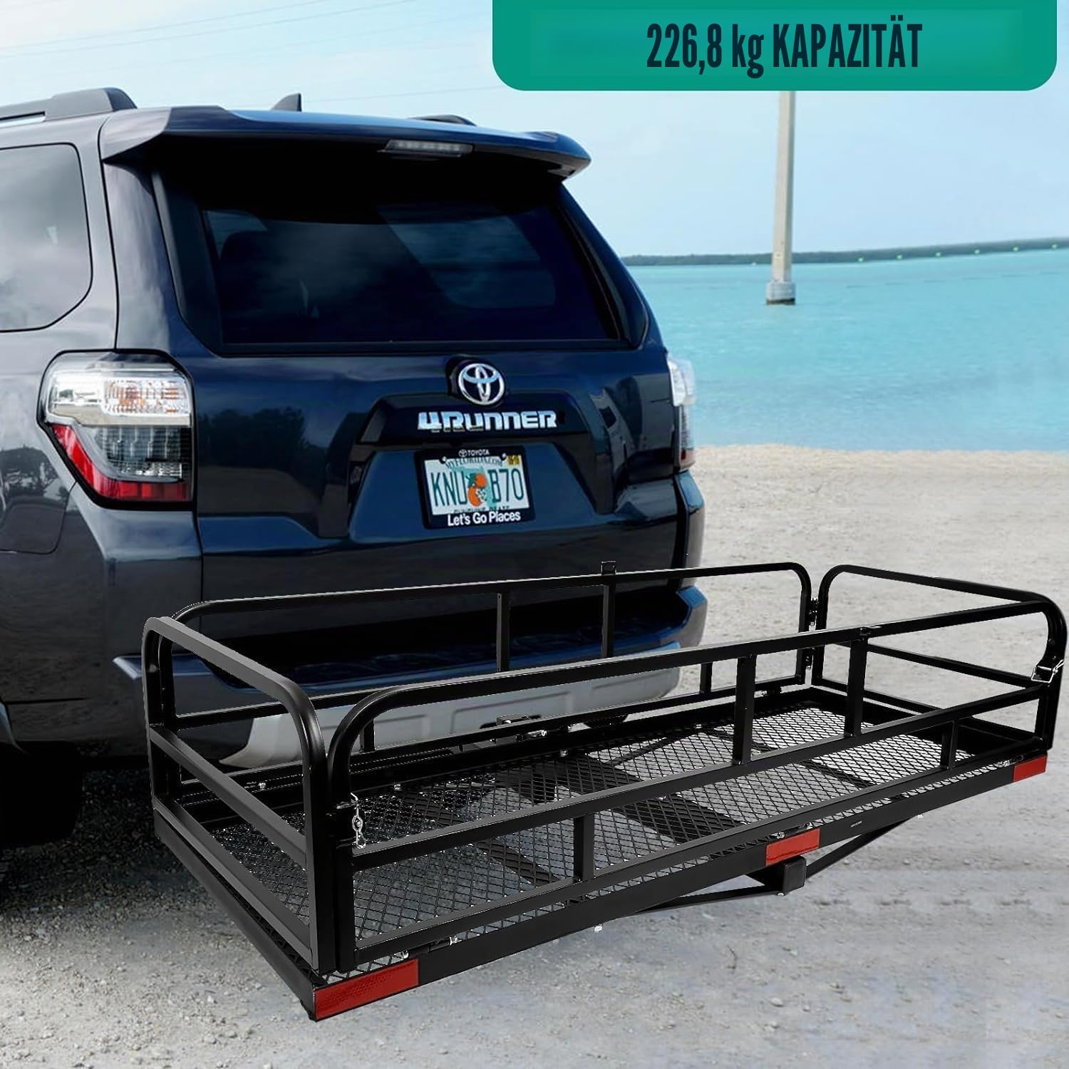Klappbare Anhängerkupplung Cargo Carrier 60 x 24 x 14 Zoll für RV LKW SUV Van, 227 kg Kapazität, 5,1 cm Empfänger, Schwarz