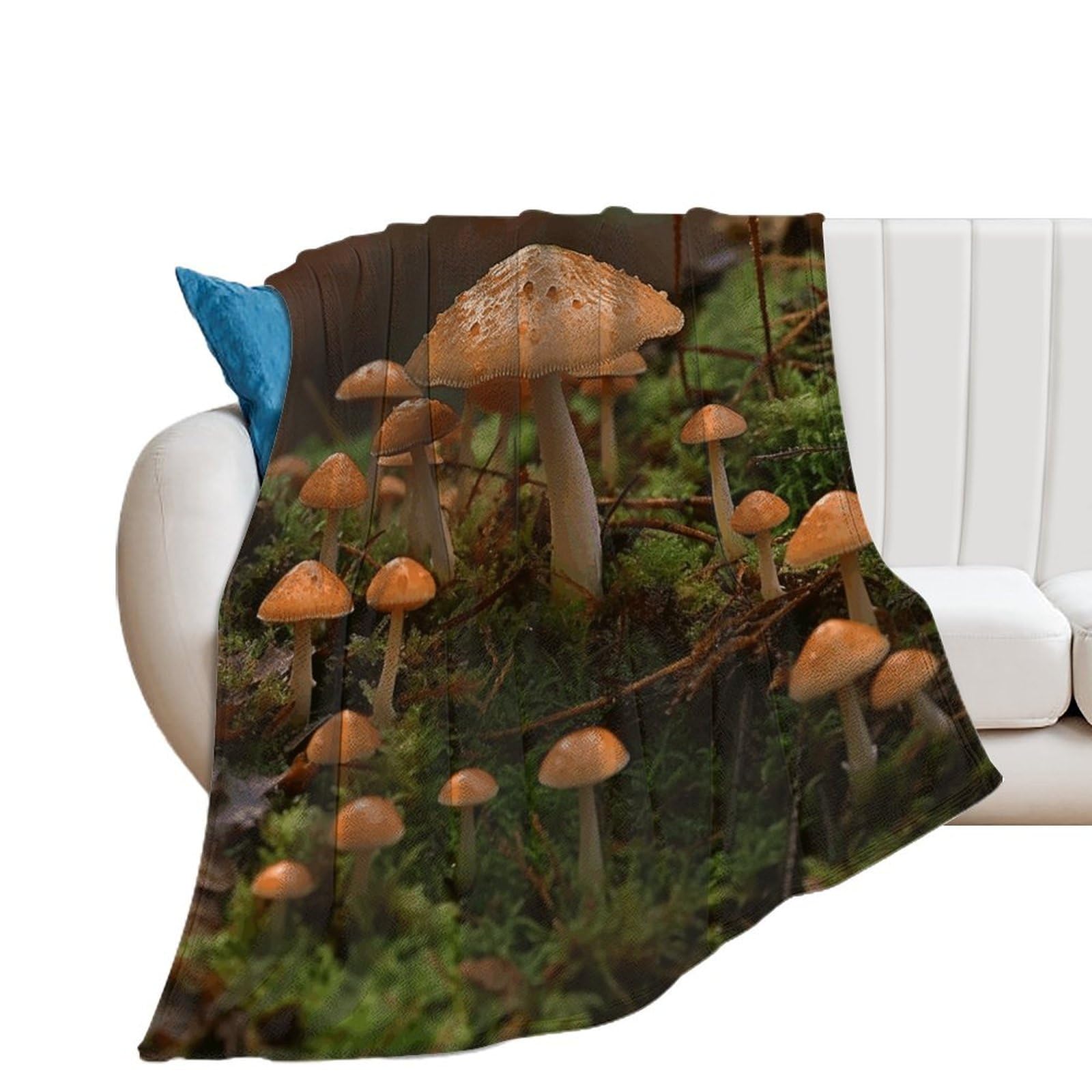 Couverture flanelle douce motif champignon pour femme