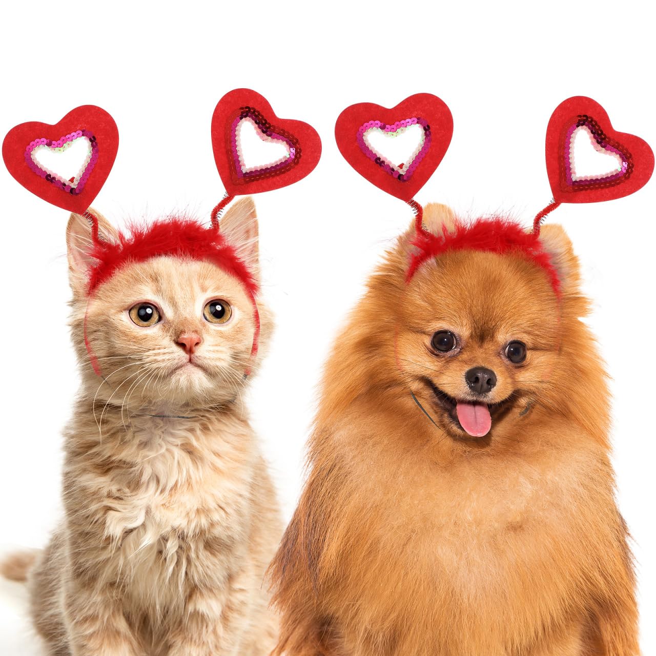 BESPORTBLE Red Dog Headband: 2Pcs Wedding Dog Outfits - Heart Headband Pet Costume for Small Medium Cats Puppy for Wedding Holiday Party