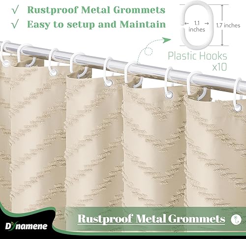 Vista 247 de Dynamene - Cortina de ducha, bohemia y rústica con rayas con chebrón en relieve, cortina texturizada para decoración de baño, juego de cortina A.