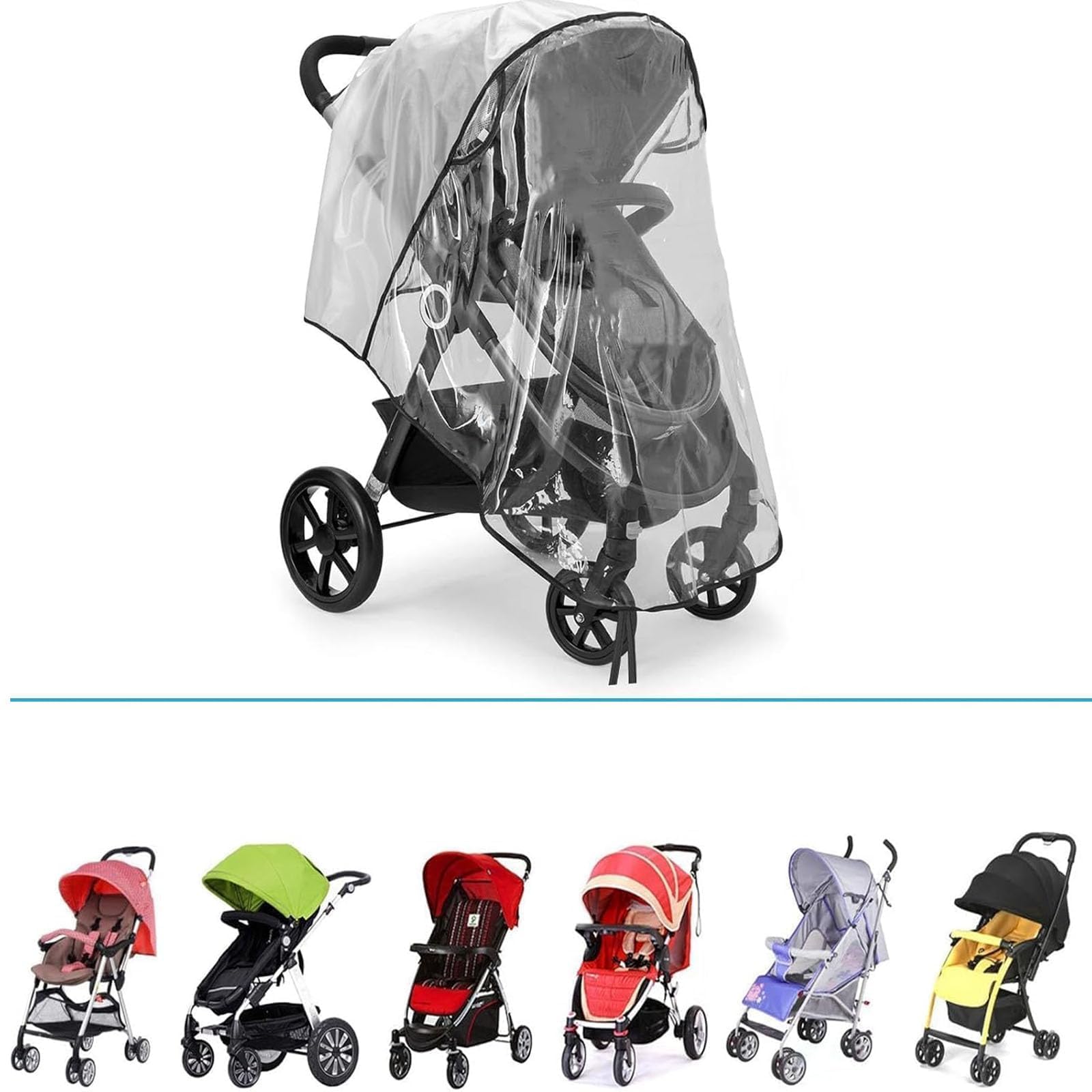1 Pcs Universal Rain Cover for Pushchair Stroller,Universal Rain Cover for Stroller,Baby Travel Weather Shield - Image 4