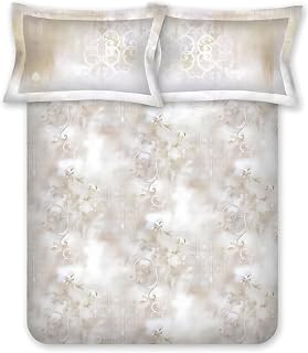 Bombay Dyeing King Size Bedsheets Cotton - 250 Thread Count and Premium Cotton Luxery Collection and Vibrant Digital Prints - with 2 Pillow Covers (Cream)