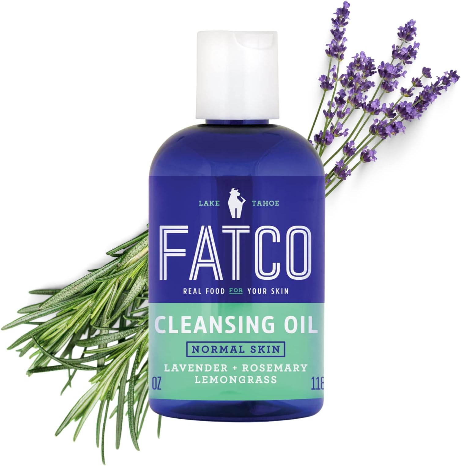 FATCOFacial Cleansing Oil and Face Cleanser for Normal and Combination Skin - Lavender, Rosemary + Lemongrass (2 oz)
