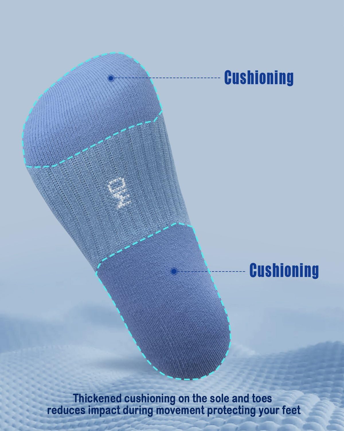Athletic Socks Moisture Wicking Crew Socks for Men 3 Pairs Running Sport Cushioned Polyester Mid Calf Socks - Image 5