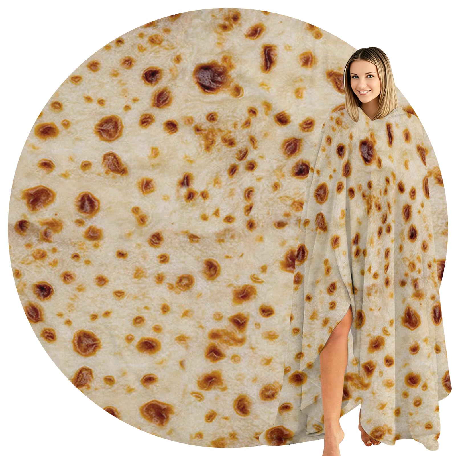 Abaysto C11 Funny Burrito Tortilla Blanket - Soft Flannel Realistic Food Throw For Adults & Kids Gifts For Crib, Sofa, Outdoors 180Cm（71"）