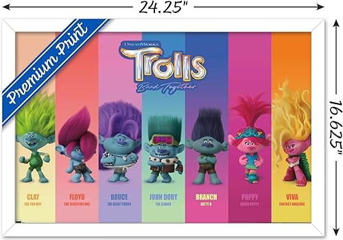 Miniatura 3 de Trends International Trolls Band Together - Póster de pared Perfect Harmony, 14.72 x 22.37 pulgadas, versión enmarcada en blanco