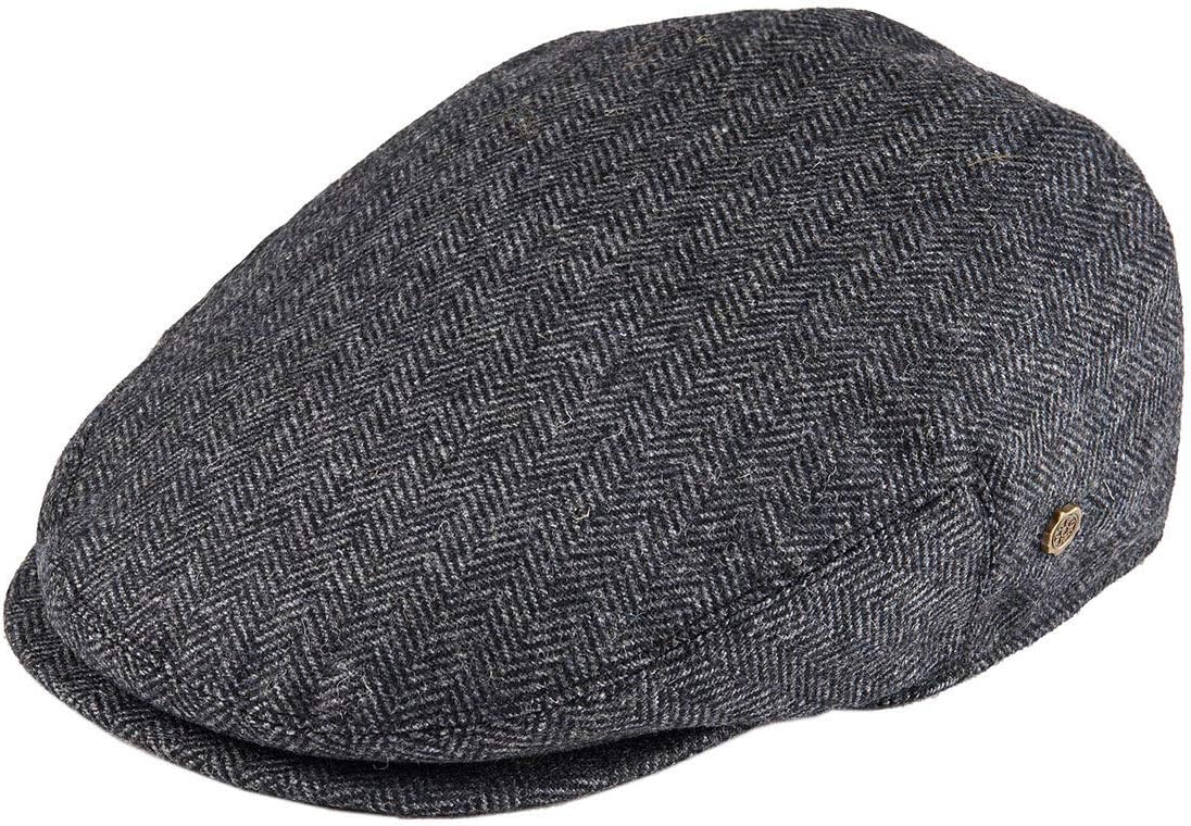 Men's Herringbone Flat Ivy Newsboy Hat Wool Blend Gatsby Cabbie Cap