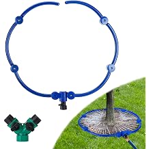 360 Tree Water Sprinkler - 55In Adjustable Tree Watering Ring with Y Hose Splitters, Circle Tree Root Irrigation System, Easy to Use for Outdoor New Trees Shrubs Plants Garden Beds