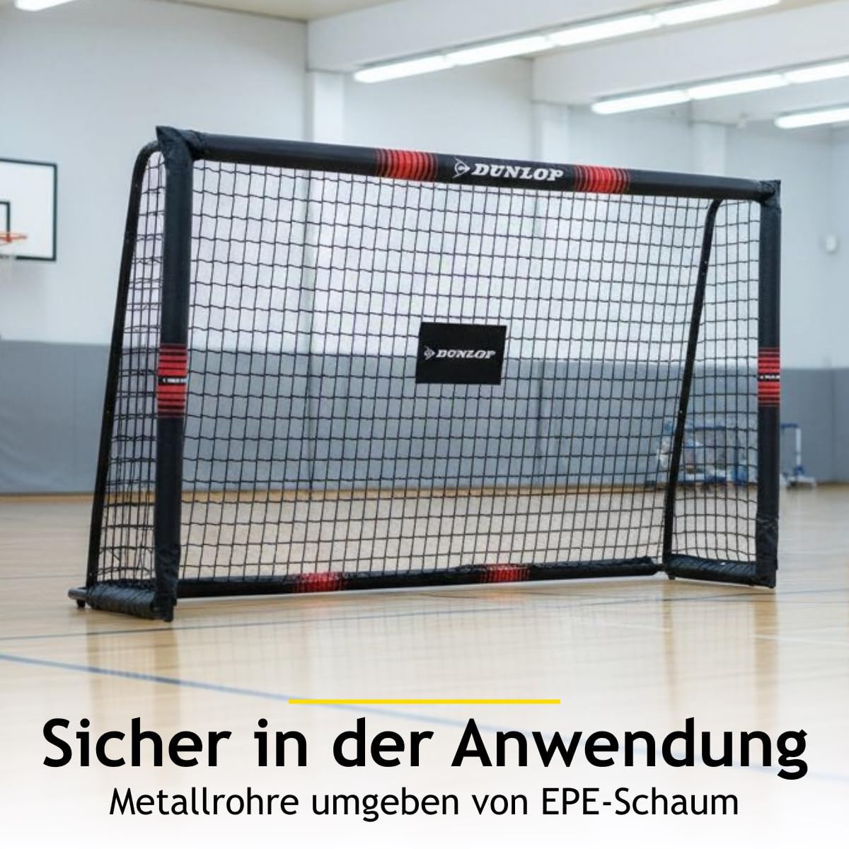 Dunlop Fußballtor - Fussballtor 300 x 200 x 90 cm - Fußball Tor - Fussballtore für Garten Kinder und Erwachsene - Fussball Trainingszubehör Innen und Außen - Metall - Schwarz/Weiß