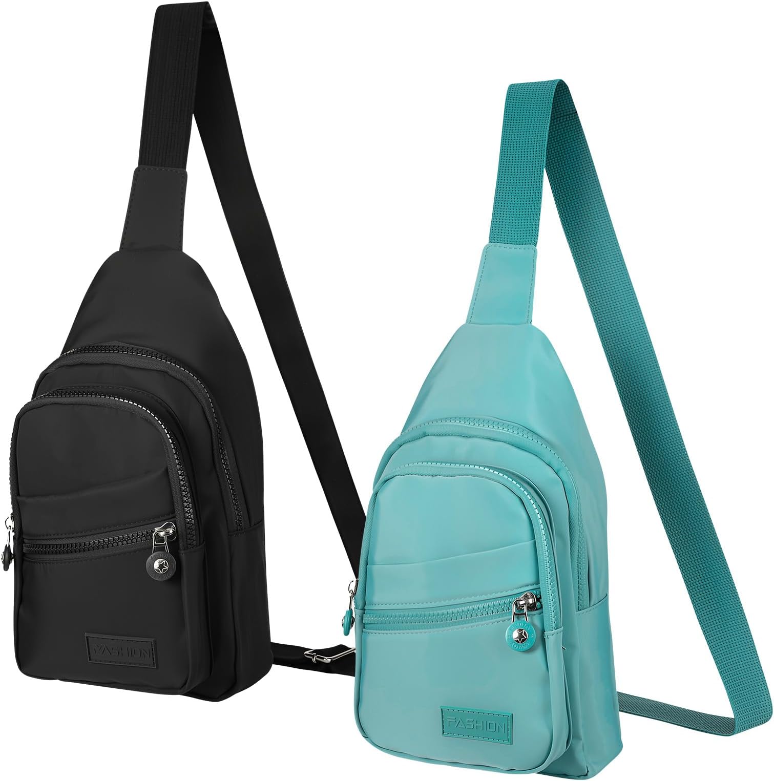 2PCS Sling Chest Bags for Women Men Waterproof Nylon Crossbody Bag