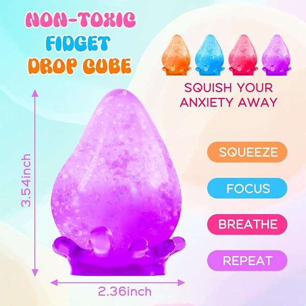 Dream Squishy Drop Squishy Stress Ball, Soft Water Drop Fidget Stress Ball Sensory for Relief Anxiety (Blue) - 2