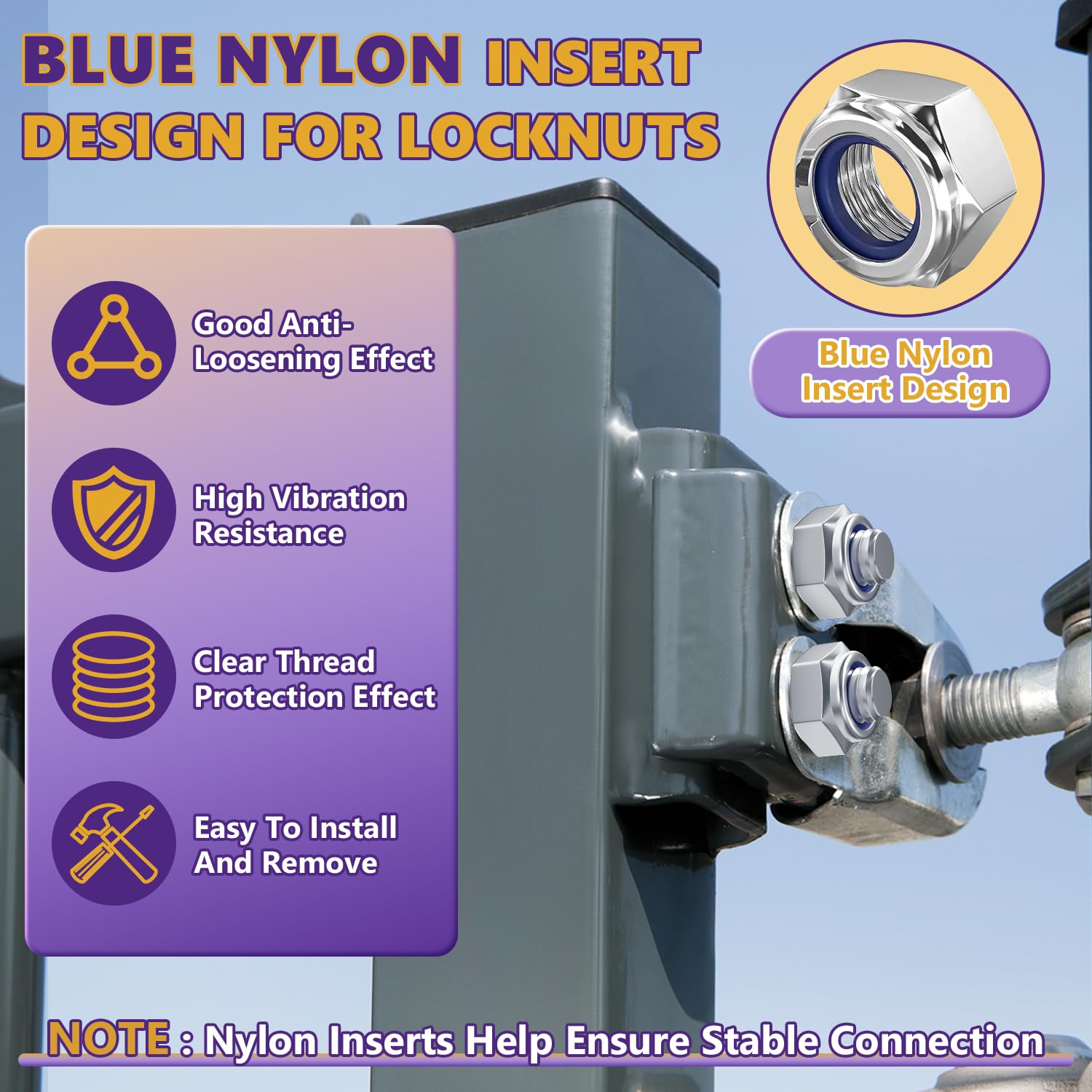 100Pcs M6 Nuts Nylock, Leryati Lock Nuts M6 Stainless Steel Hex A2 V2A Self Locking Nut - Image 3