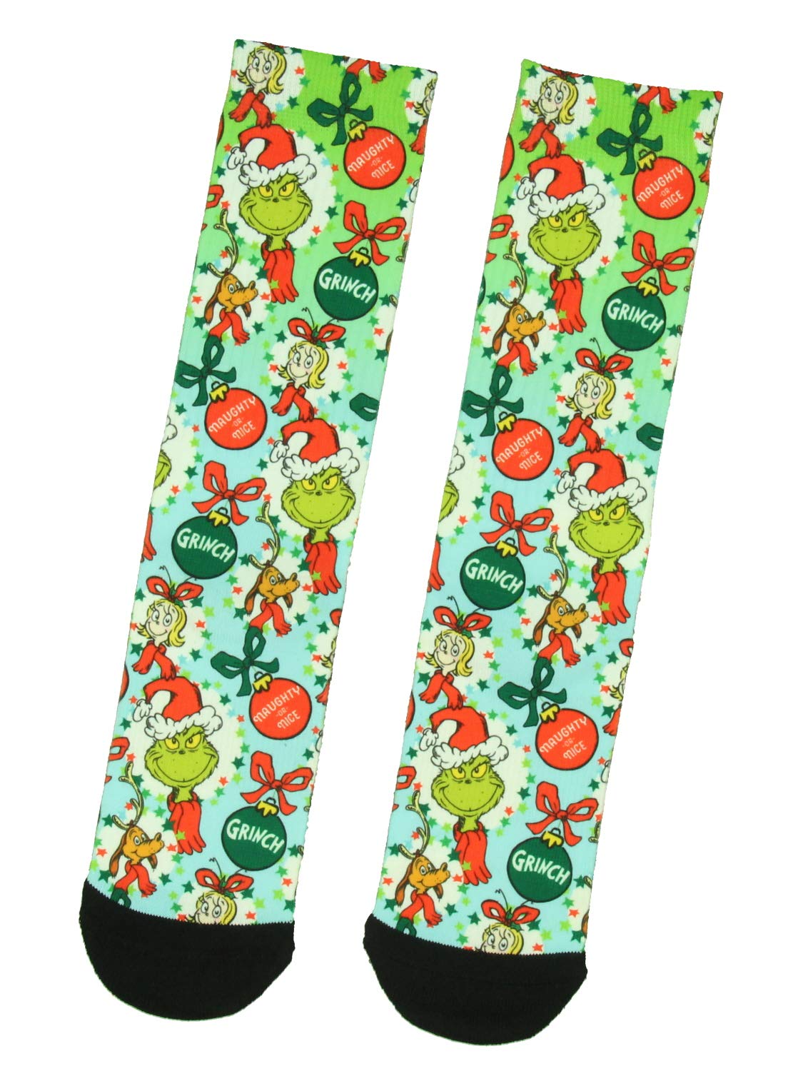 Dr Seuss The Grinch Naughty Or Nice Adult Holiday Ombré Sublimacja Crew Skarpety