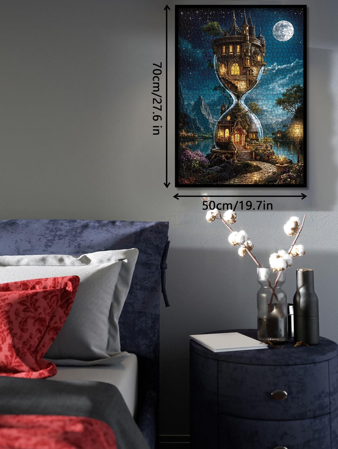 Wonderful Hourglass Hotel Puzzles for Adults 1000 Pieces Nature, Pretty Landscape Lake Art Jigsaw Puzzles, Beautiful Stars Night Flower Garden Puzzle