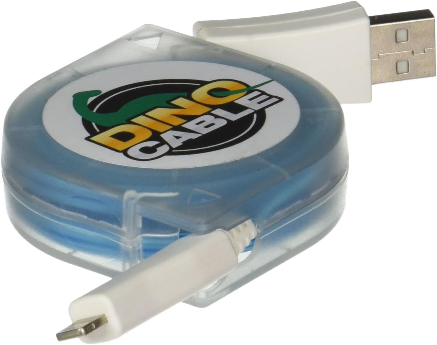 Dino Cable for Apple Iphone 5, 5s, 6, 6 Plus, Ipad Retractable Sync & Charger Cable for Travel Cable Tangle-free (Blue)