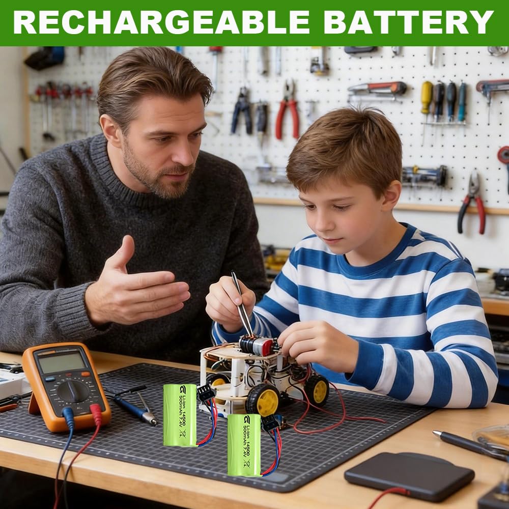 Batteria agli ioni di litio da 7,4 V, 500 mAh, ricaricabile, 14500 agli ioni di litio, 7,4 V, con spina SM-4P 4 pin, batteria RC per RC Drone, robot, Airplane universale