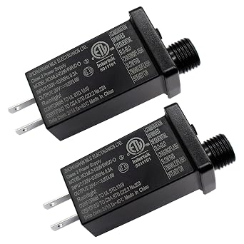 2pcs 29V 6W Power Supply Low Voltage LED Transformer Class 2 Power Supply Waterproof IP44 Seasonal Use LED Driver US Plug 8 Modes LED Adapter for String Lights Projector Lights Lawn Lamp