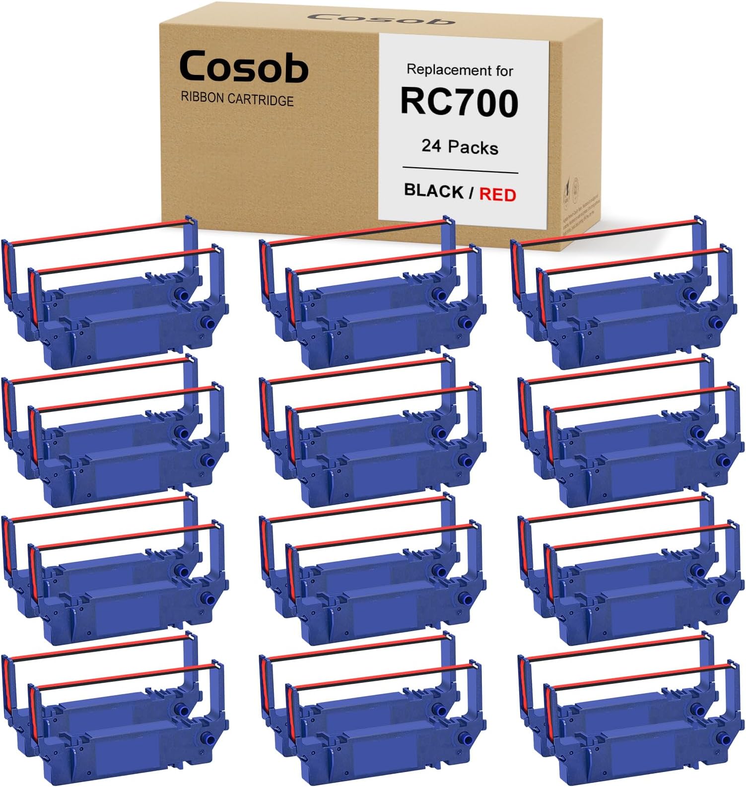 24 Pack Compatible Ribbon Replacement for Star Printer Ribbon SP700 SP-700 RC700 RC-700 Use with SP700BR RC700BR SP712 SP712R SP717 SP742R SP747 SP740 Printer (Black and Red)