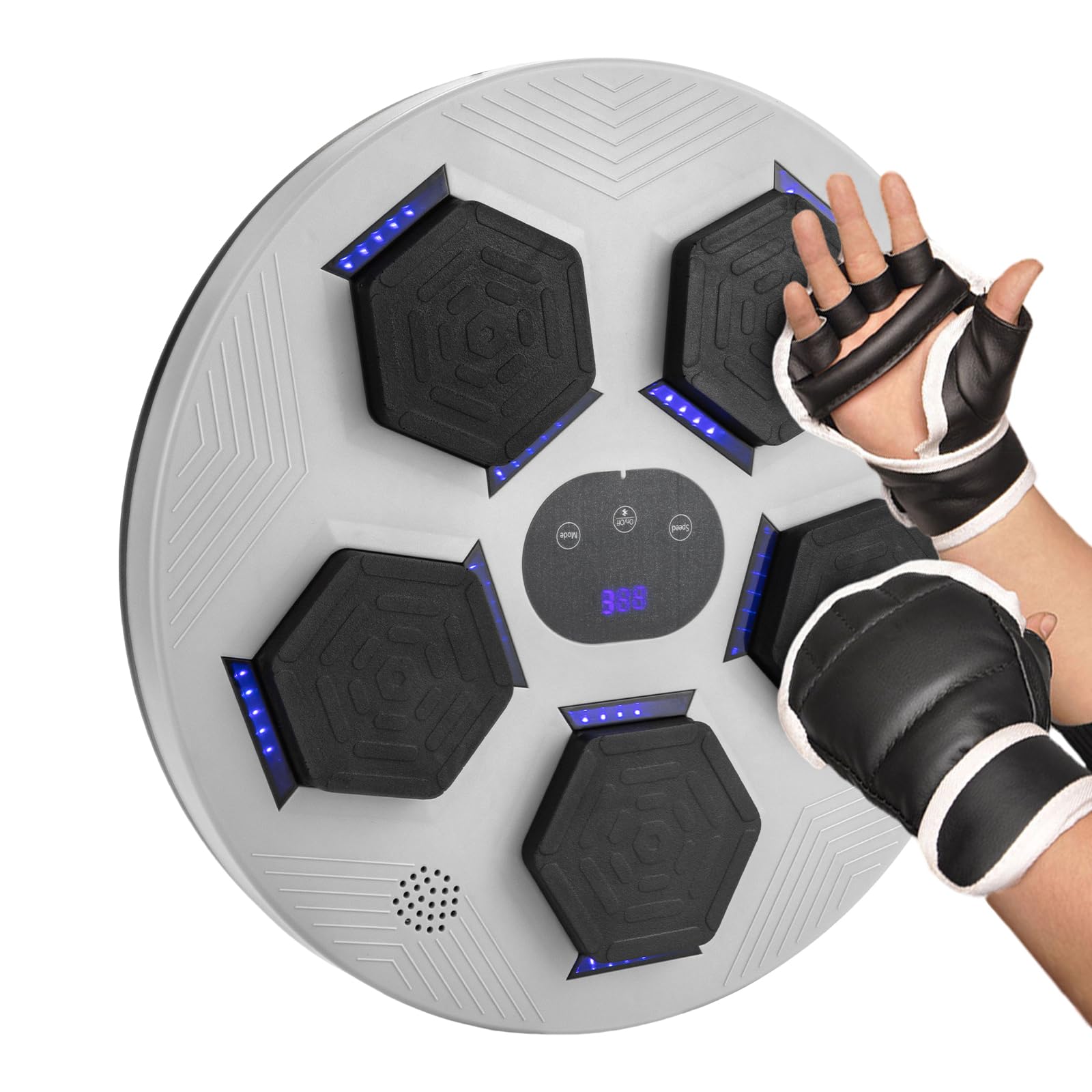 Macchina da boxe musicale, disco musicale a LED con connessione Bluetooth e guantoni da boxe, dispositivo elettronico da boxe per bambini, adulti