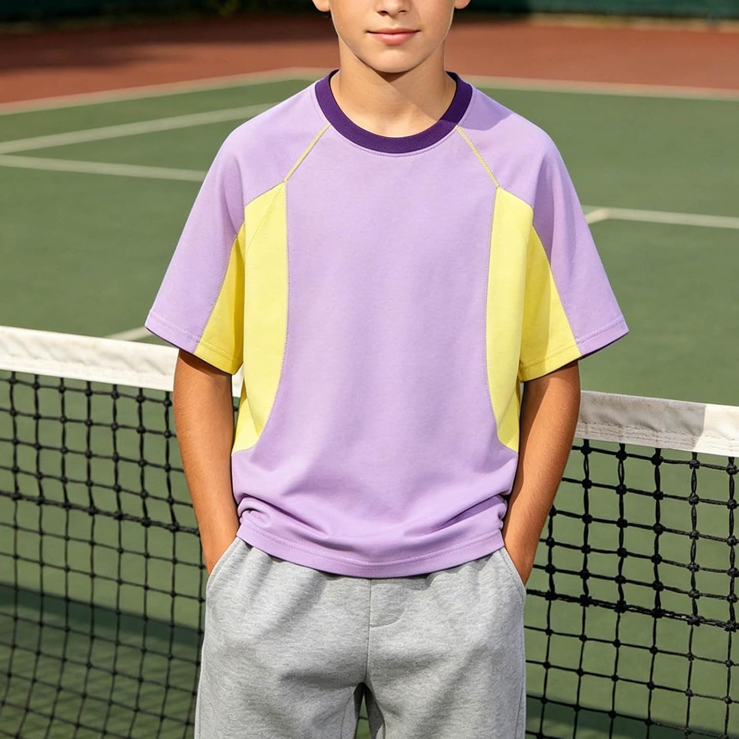 Boys Athletic T Shirt Short Sleeve for Play Workout | Soft Stretch Jersey With Crew Neck Raglan Seams And Side Panels For Recess Training Camp And Casual Outfits