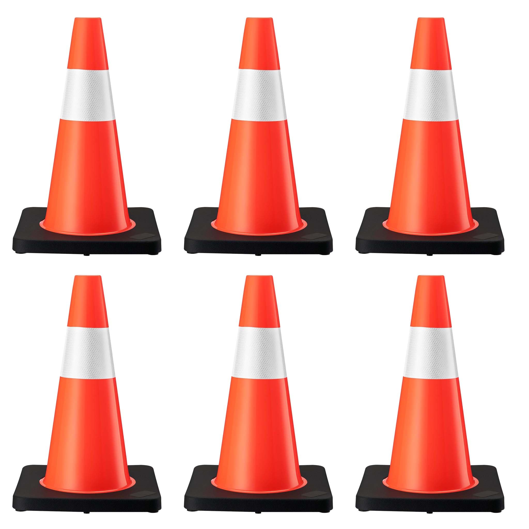 Wiltec Cônes de signalisation 45 cm de haut, 6 pièces, cônes de signalisation pour sécuriser, pylônes réfléchissants en PVC et caoutchouc robustes pour chantiers