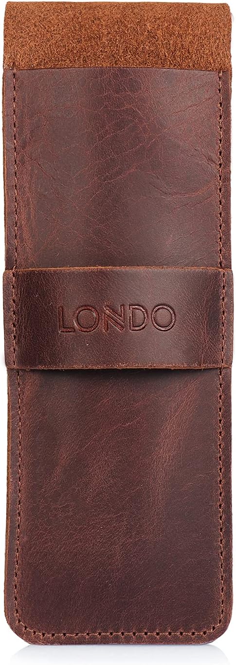 Londo Genuine Leather Pen and Pencil Case with Tuck in Flap, Stationery Bag - Image 8