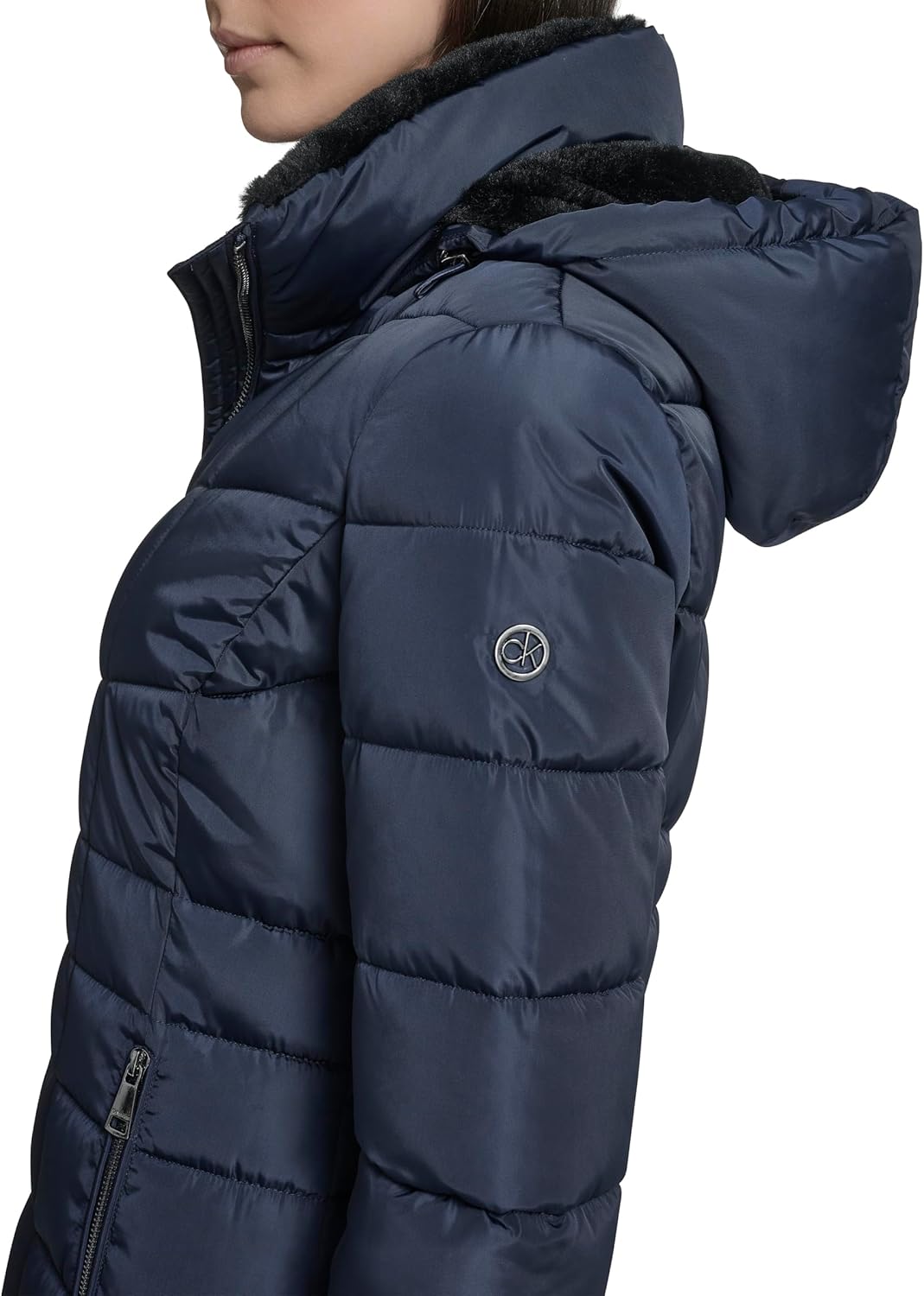 Calvin Klein womens Full Length Puffer Coat – Hooded Quilted Winter Jacket With Zip Up Front - Image 6