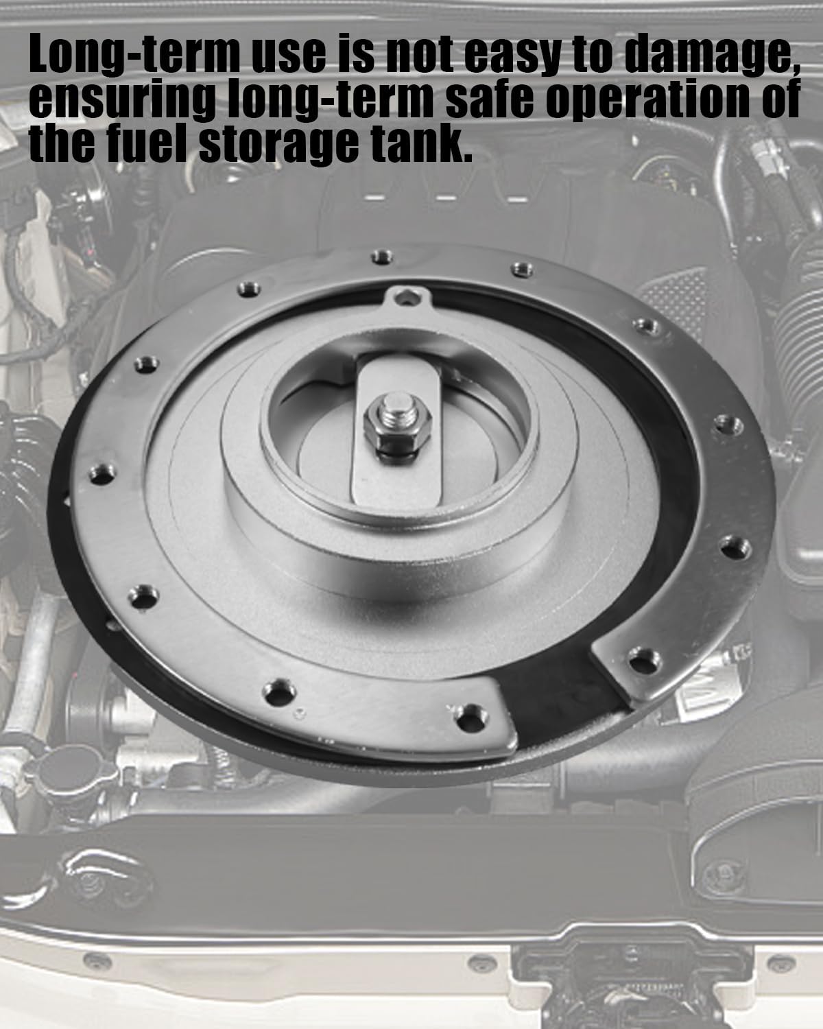 Cell Tank Filler Cap Billet Aluminum Fuel Cell Gas Cap with 12 Holes Embedded Auxiliary Oil Tank Cover, Cell Bung and Gasket Fitting Fuel Cell Tank Filler Cap Aircraft Race, Silver