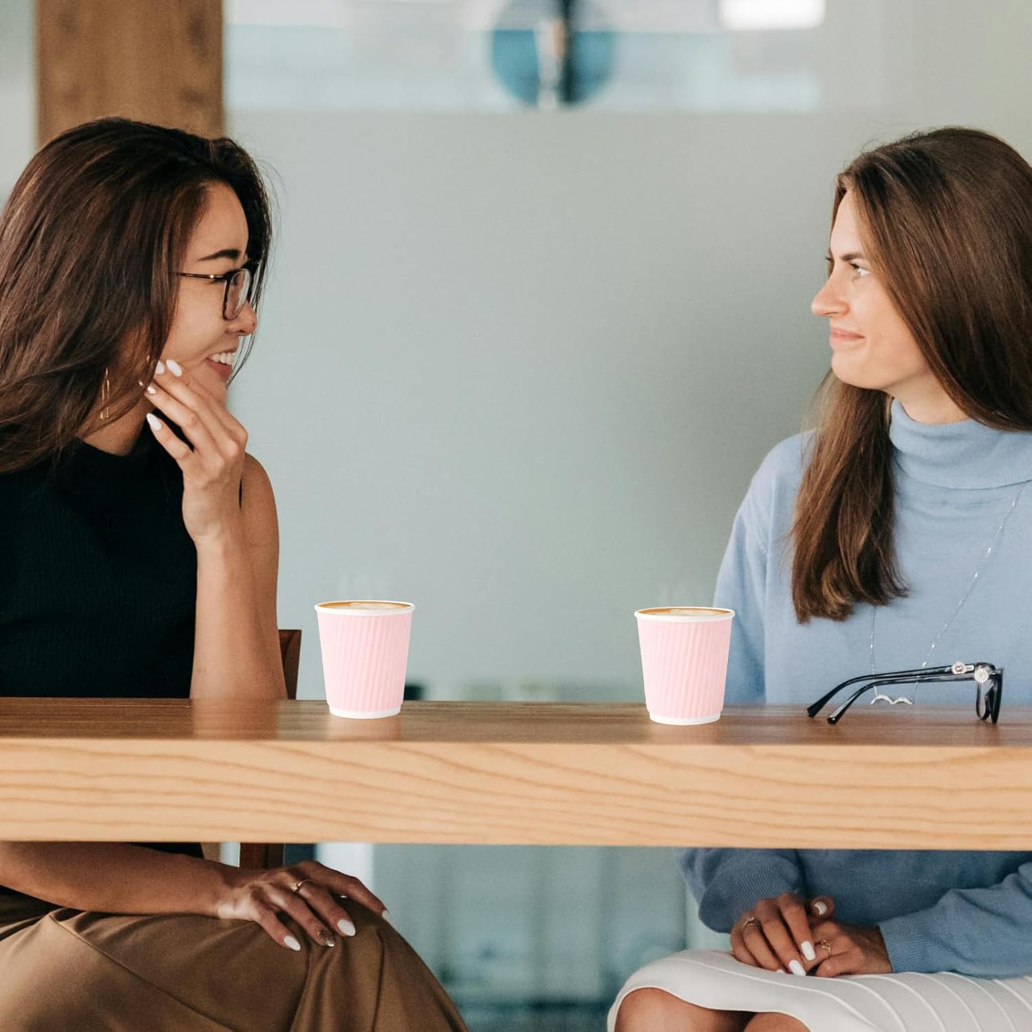 TINSKY 200 Pcs 4oz Paper Espresso Cups Ripple Wall Hot Cups For Pink Disposable Coffee Cup Paper Hot/Cold Drinking Cups for Party, Picnic, Travel and Events - Image 2