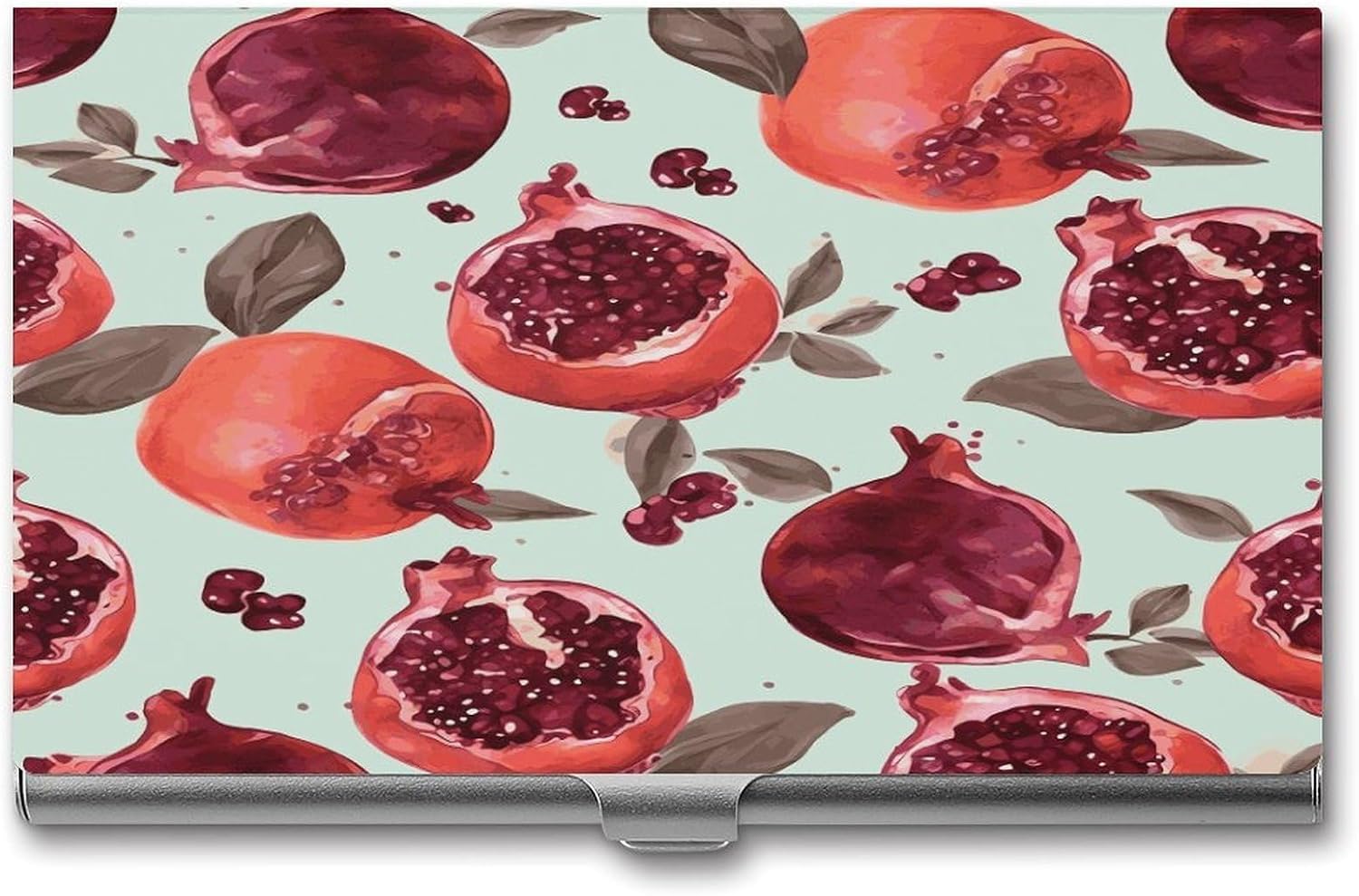 Pomegranate Pattern Business Card Holder Slim Business Card Case