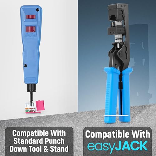 Miniatura 30 de Everest - Paquete de 10 conectores Keystone RJ45 Cat6 en ángulo de 90°, color blanco, conectores RJ45 hembra de perfil delgado, conector Keystone