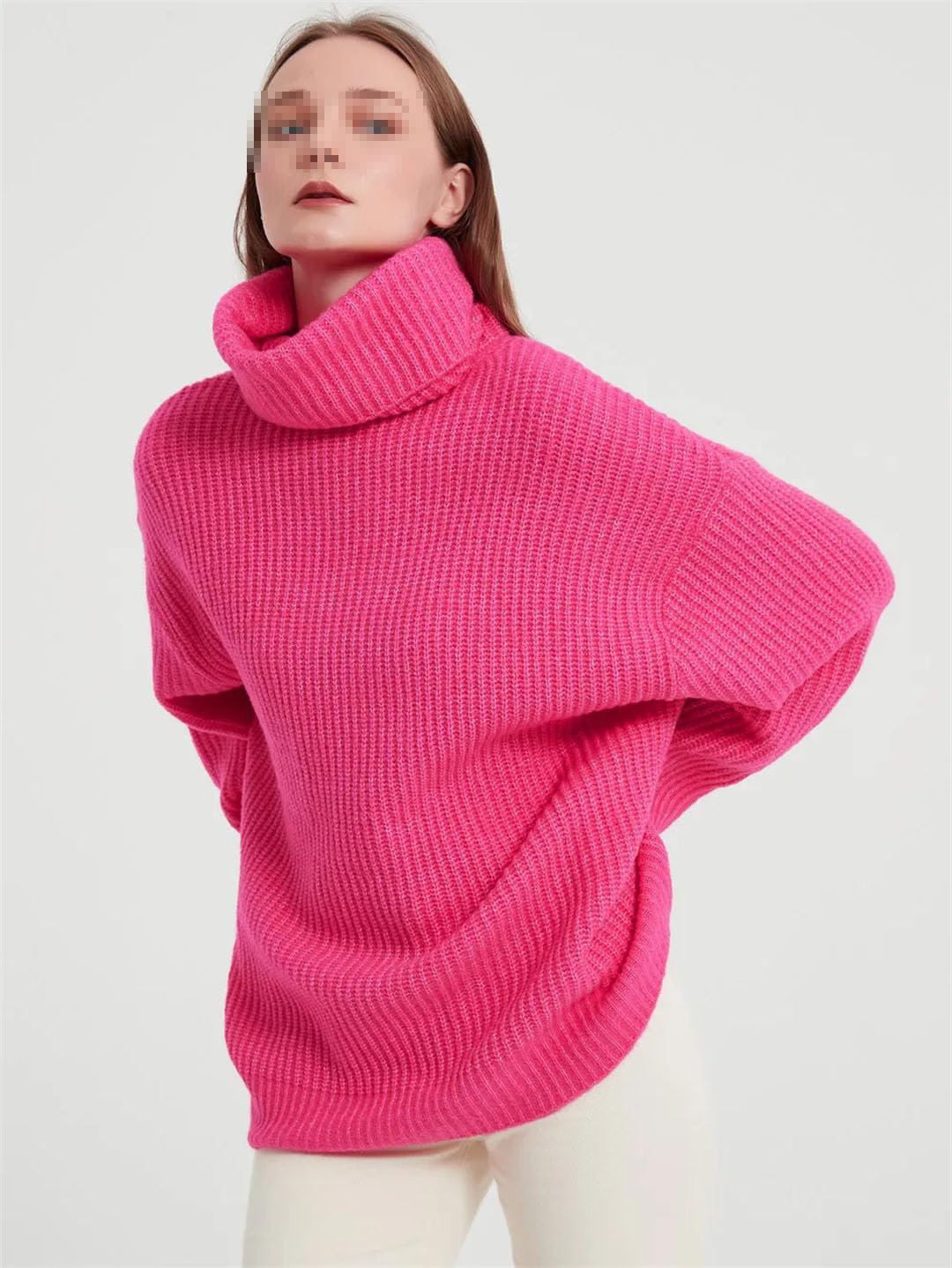 Maglione da donna a collo alto tinta unita pullover allentato maglione oversize top