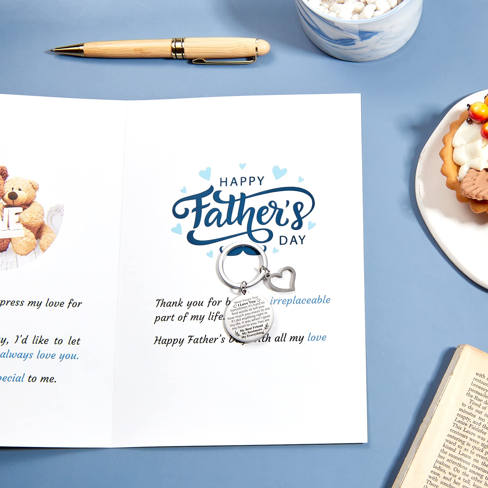 Sinmoe Father's Day Card for Husband Never Forget That I Love You Forever Keychain with Envelope Fathers Day Gift Card with Keyring Gifts for Him Husband from Wife - Image 4