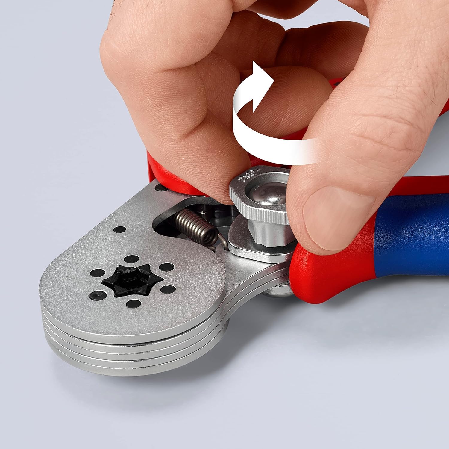 KNIPEX Crimpatrice per terminali a bussola, con regolazione automatica per crimpaggio laterale cromata con impugnature multicomponente 180, 97 55 14