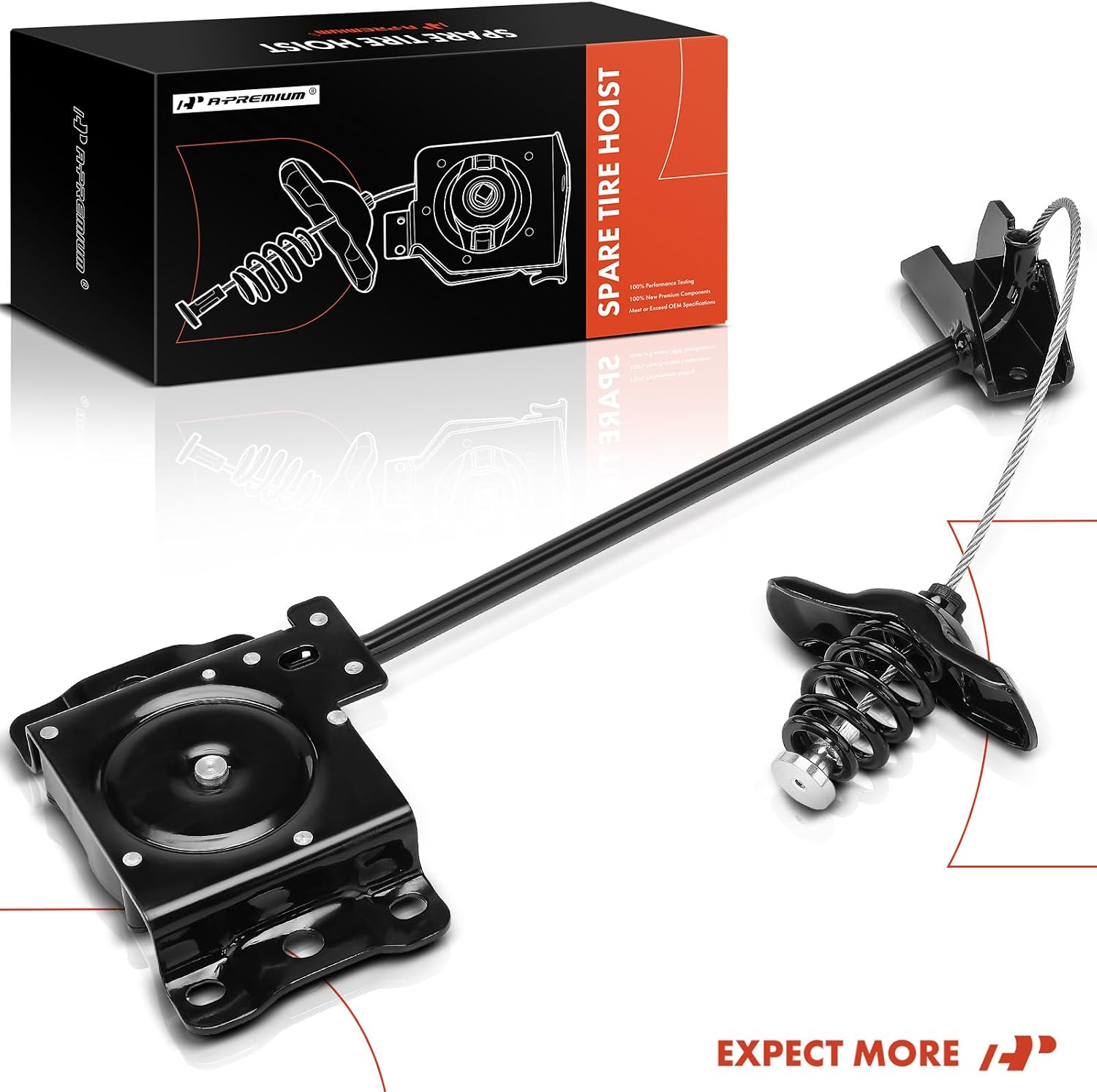 A-Premium Spare Tire Hoist Spare Tire Winch Carrier Compatible with Toyota Highlander 2008-2013, Only Fit Japan Built Vehicles, Replace# 5190048032, 5190048040
