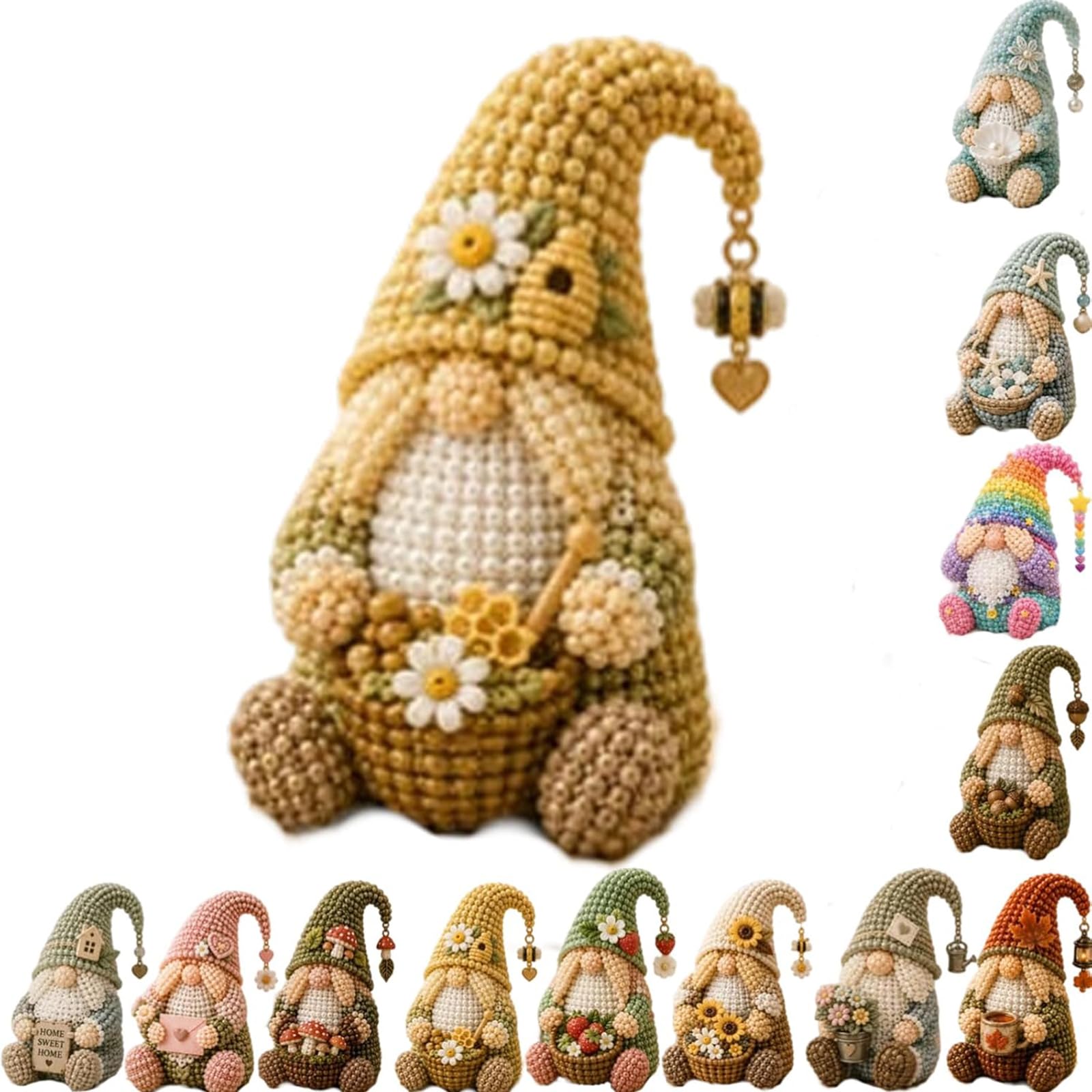 3D DIY Gnome Handmade Bead Art Kit with Full Materials & Instructions Beading Craft Set Beaded Gnome DIY Kit Gift for Beginners & Craft Enthusiasts (Maple Leaf Gnome)
