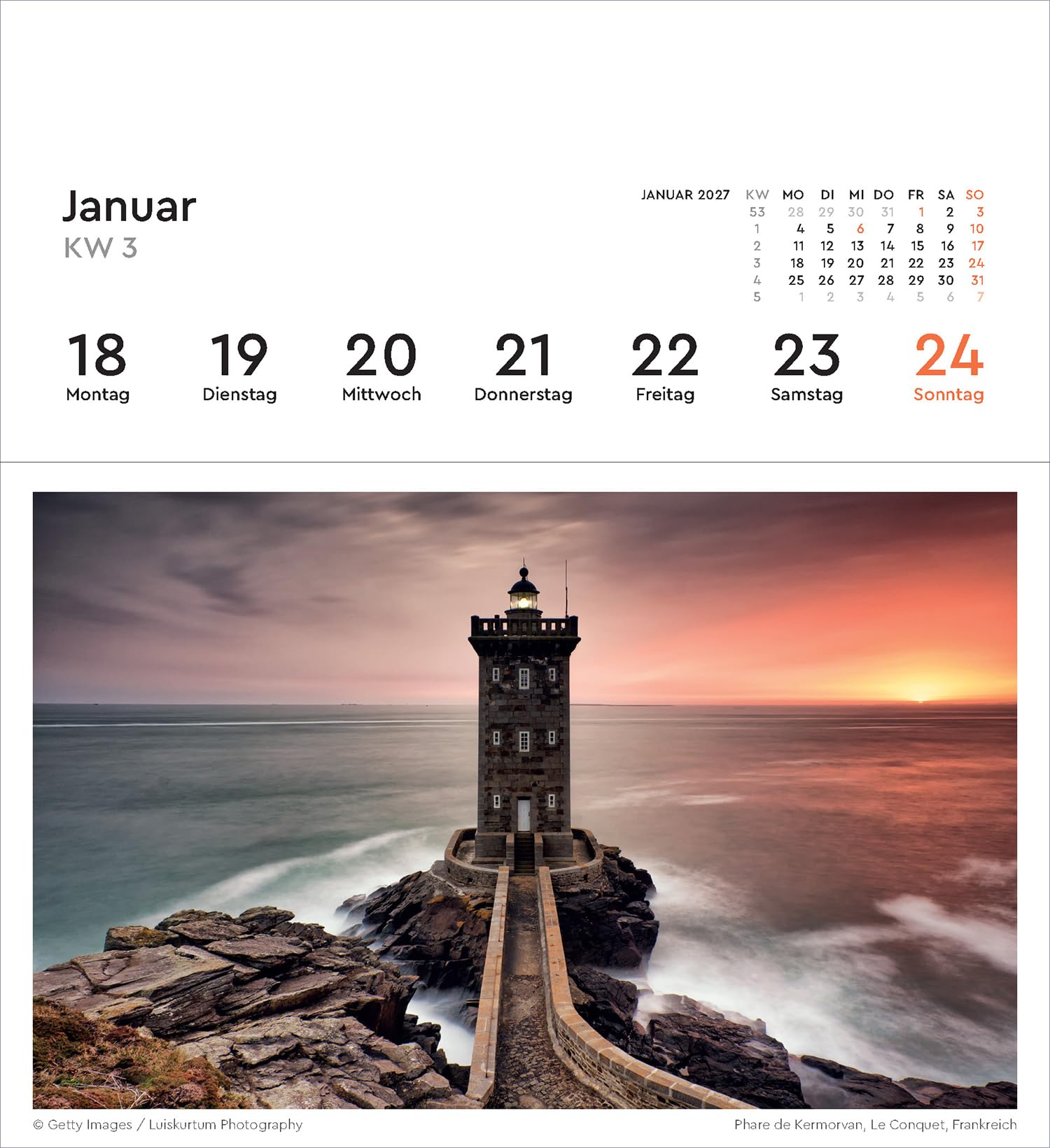 Leuchttürme - KUNTH Postkartenkalender 2027: Hochwertiger Tischkalender mit 53 traumhaften Grußkarten (auch zum Aufhängen) (KUNTH Postkartenkalender 52 Wochen)