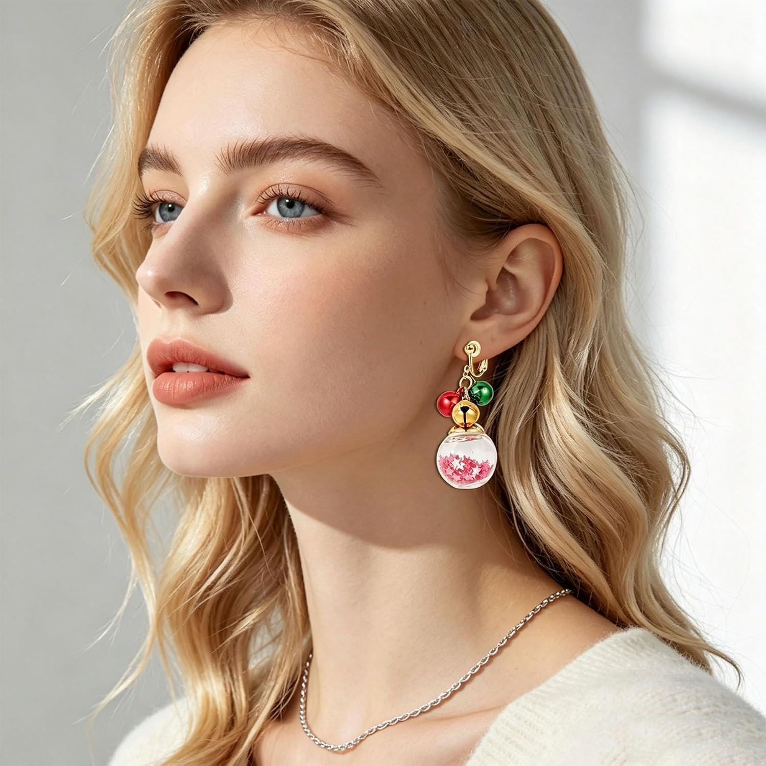 Christmas Bell Clip on Earrings for Women Xmas Holiday Jewelry Gifts image 2