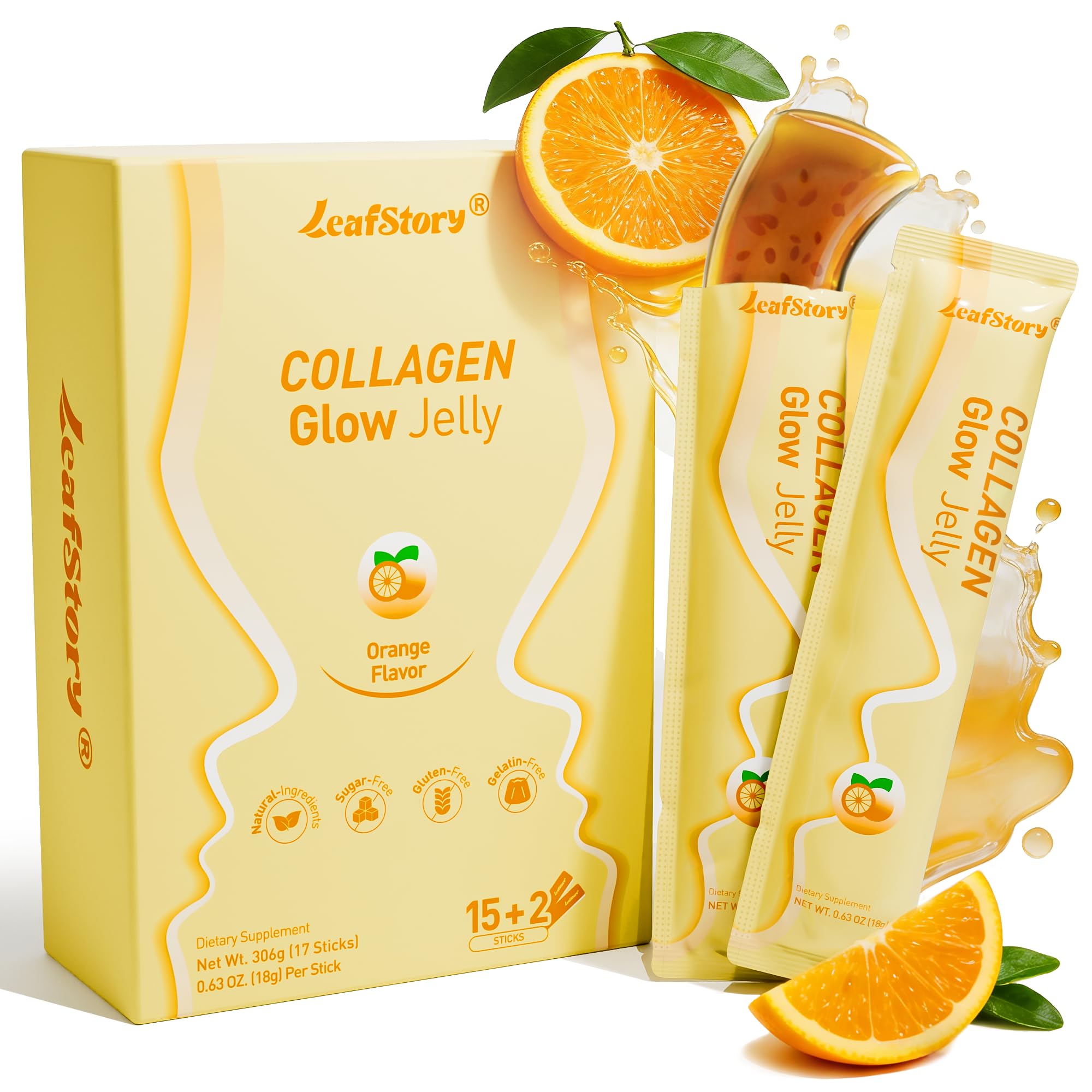 Amazon.com: LeafStory Marine Collagen Peptides Glow Jelly, Orange