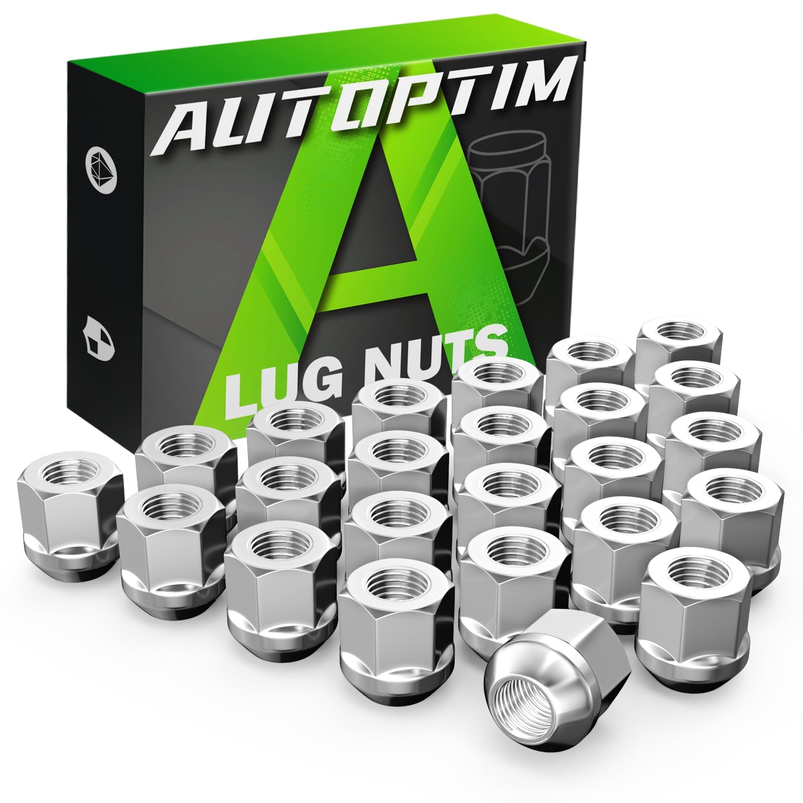 M14x2.0 Open End Lug Nuts - Replacement 2004-2014 Ford F150, 2003-14 Expedition, 2006-2008 Lincoln Mark LT, 2003-2013 Navigator Aftermarket Wheel, Chrome 24PCS Bulge Acorn Tire Nuts